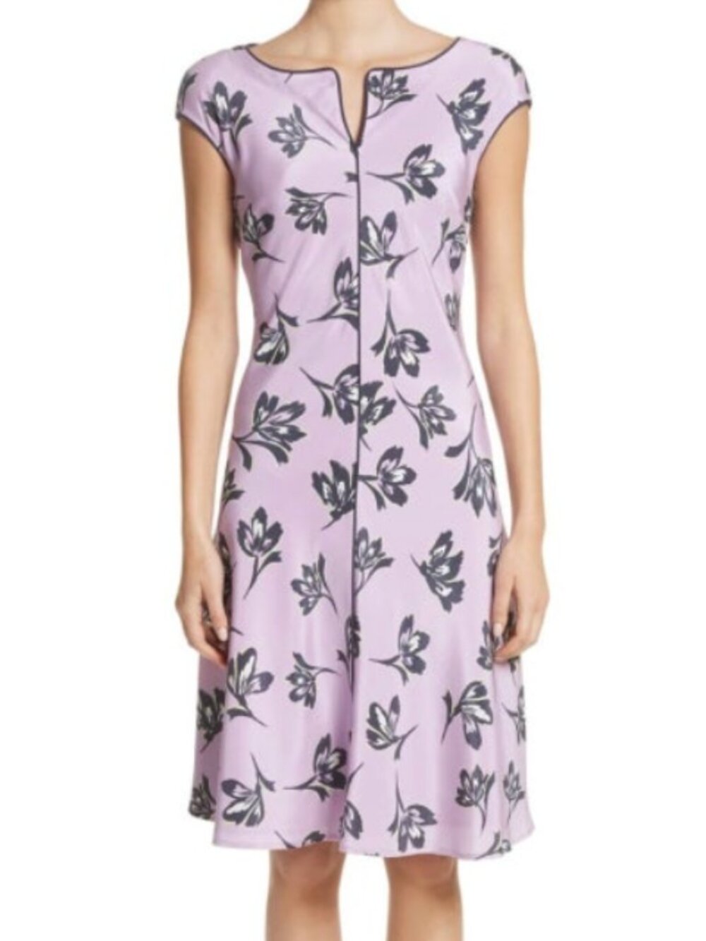 St. John Floral Silk Tea Dress